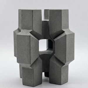Brutalist Concrete Sculpture, Square Column Monument, Spomenik-Inspired Beton Brut Decor, Modernist Object