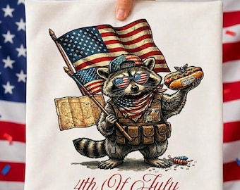 Feral and Free Raccoon PNG | Patriotic Raccoon PNG | 4th Of July USA Shirt Design | Funny America Animal Graphic |Independence Day