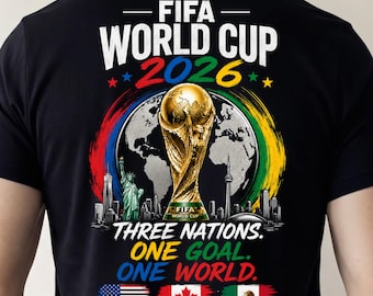 Coppa del Mondo FIFA 2026 PNG / Design per maglietta da tifoso di calcio / Grafica del trofeo USA Messico Canada / Sublimazione per t-shirt sportiva /