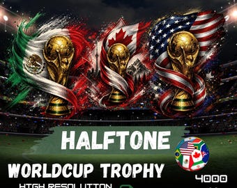Pacchetto di immagini PNG a mezzitoni per la Coppa del Mondo FIFA 2026 / Grafica per abbigliamento da tifoso di calcio (download digitale)