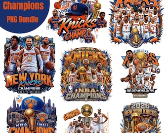 Pacchetto PNG dei campioni di basket dei Knicks / PNG dei campioni dei New York Knicks / Design per magliette da basket / Sublimazione per il giorno della partita / Download digitale