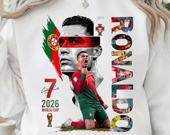 Ronaldo PNG Football T-Shirt Design | Portugal Soccer CR7 Graphic | Cristiano Ronaldo Sublimation File | World Cup 2026 PNG |
