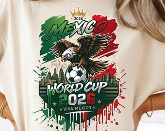 Coppa del Mondo Messico 2026 PNG / Design Calcio Messicano / Grafica per Tifoso di Calcio / Sublimazione per Maglietta Sportiva / Download Digitale Immediato