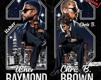 Usher Chris Brown Raymond & Brown RB Tour, png | Retro concertshirtontwerp | Grafische streetwear muziek |  RB-sublimatie | Digitale download