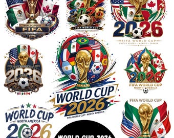 Pacchetto PNG Coppa del Mondo 2026, Trofeo di calcio PNG, Design maglia da calcio, Sublimazione per tifosi sportivi, Clipart Coppa del Mondo, Trasferimento DTF