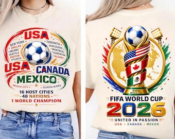 World Cup 2026 North America PNG | Soccer Host Cities Shirt Design | USA Canada Mexico Football Fan Graphic | Stadium List| Digital Download