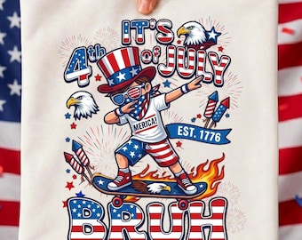 It's 4th Of July Bruh PNG | Funny Patriotic Boy Dabbing Shirt Design | Kids Independence Day Graphic | USA Fireworks  |Digital Download