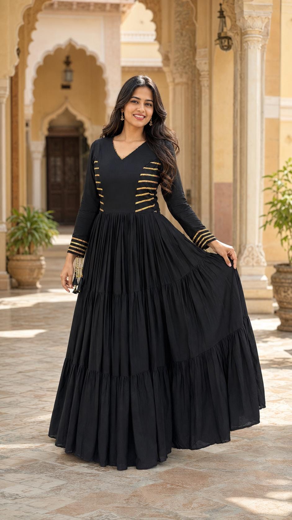 Black and Gold Pakistani Gown