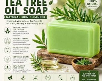 Sapone all'albero del tè – Saponetta naturale per viso e corpo, idratante, detergente delicato, fatta a mano