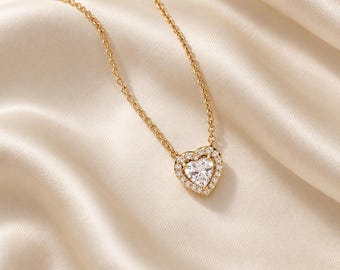 Collar Pandora Gold con forma de corazón elevado, 45 cm, plata de ley 925, regalo de cumpleaños, regalo del Día de la Madre.