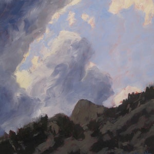 The Tooth in the Clouds - Philmont (New Mexico landscape, landscape print, sky painting)