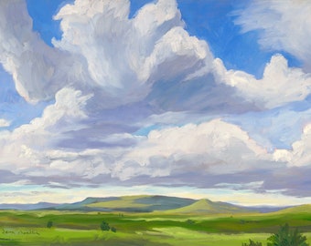 New Mexico Take Me Away (New Mexico landscape, New Mexico painting, cloud paintings, mesas)