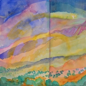 Watercolor Wander, 52 (New Mexico landscape, contemporary landscape, original painting, New Mexico art, New Mexico painting)