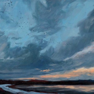 Bosque del Apache Sunrise, II (arte de Nuevo México, paisaje de Nuevo México, paisaje nevado)