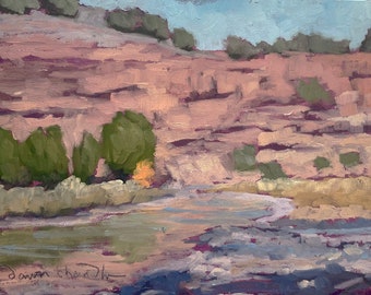 Autumn Color on the Rio Chama, II (plein air painting, New Mexico landscape, small works, Rio Chama, oil painting)