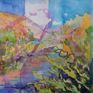 Watercolor Wander, 48 (New Mexico landscape, plein air painting, original painting, New Mexico art, New Mexico painting)