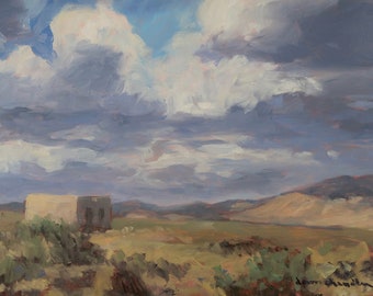 High Desert Homestead (New Mexico landscape, landscape painting, New Mexico art, oil painting)