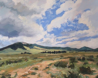 Wanting to Be Up There - Baldy Mountain (New Mexico landscape, Philmont, cloud painting, extra large wall art)