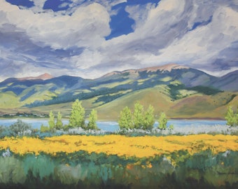 Eagle Nest Gold (New Mexico landscape, New Mexico painting, cloud paintings, Philmont)