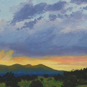 New Mexico Evening Storm Glow (New Mexico landscape, oil painting, New Mexico art, Santa Fe Style)