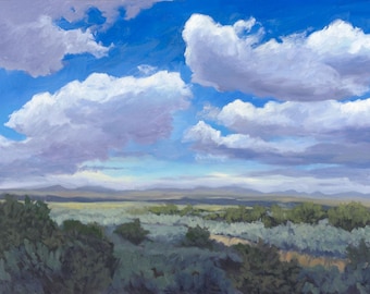 IMPRESSÃO 'Nuvens do Desfiladeiro de Taos', paisagem do Novo México pela artista de Santa Fé, Dawn Chandler