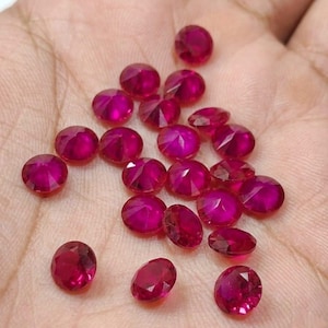 20 pieces Lab Created Ruby | 6mm round cut  Red colour  Gemstones | Wholesale Jewelry Supplies | Lab Grown Ruby Lot for Rings