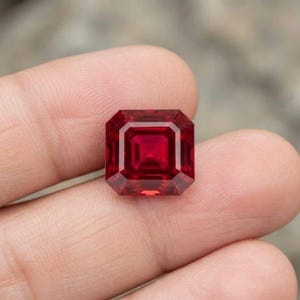AAA+ 8mm asscher Cut red ruby , VVS1 Clarity Lab Grown fancy ruby , Loose Gemstone for Engagement Ring, Custom Jewelry Making Stone