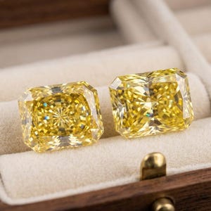 6 x 4 mm Radiant Cut Fancy Gelb Moissanit Paar | 1.40 CT VVS1 Im Labor gewachsene Canary Moissanit Solitaires für individuelle Schmuckherstellung
