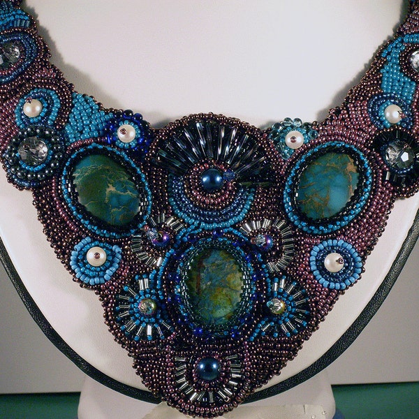 Bead Embroidery Collar Necklace, For the Queen in your life