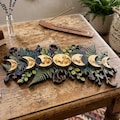 Moon Phase Wooden Wall Hanging, Floral Wiccan Decor, Celestial Witchy Home Accent product logo