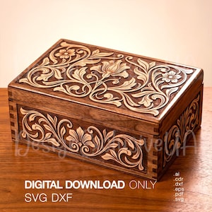 Floral Ornament SVG, Damask Laser Cut File, CNC Furniture Applique (Digital Download)