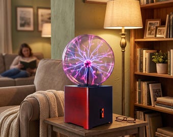 12-Zoll-Plasmakugel, handgemachtes Nachtlicht mit Holzbasis, neue und einzigartige Beleuchtungskörper, Dekoration für Arbeitszimmer, Schlafzimmer und Bar, Wissenschaft