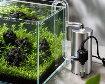 Custom Nano-Aquariumfilter | Mini Metall Außenfilter für Pflanzenaquarien | Pico Aquascape Zubehör | Handgefertigter minimalistischer Filter
