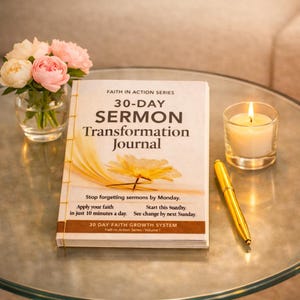 30-Day Sermon Transformation Journal | Christian Faith Study (PDF Download)
