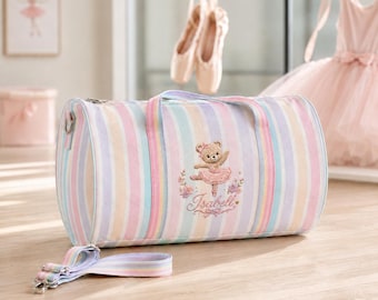 Personalized Embroidered Name Dance Bag, Kids Ballet Duffle Bag, Girls Gymnastics Bag, Toddler Dance Class Tote, Gift for Little Dancer