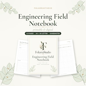Engineering Notebook Printable & Digital, Site Notebook with Sketch Grid and Measurements
