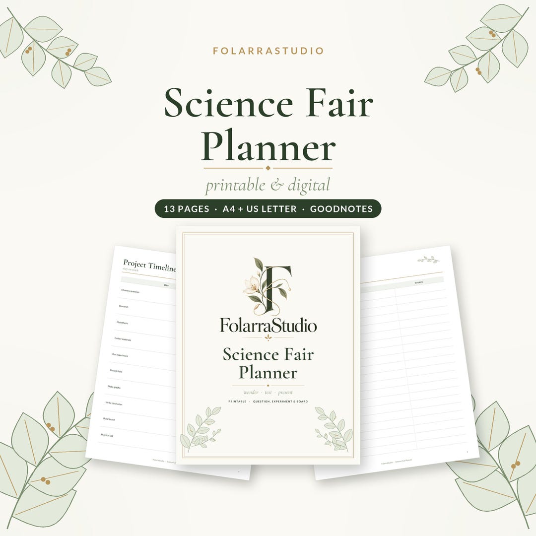 Science Fair Planner Printable & Digital, Science Project Planner With ...