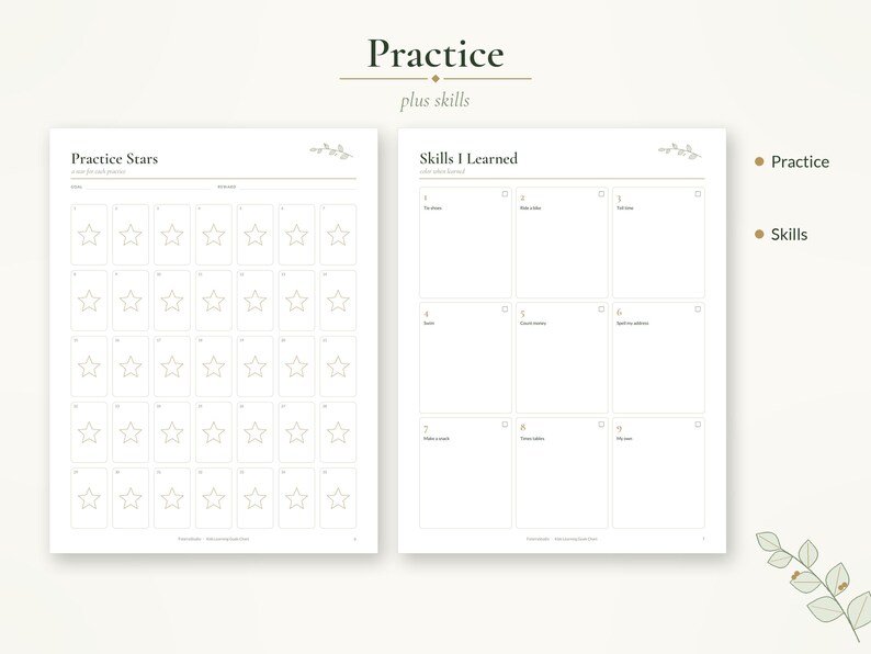 Kids Learning Goals Chart Printable & Digital, Goal Setting for ...