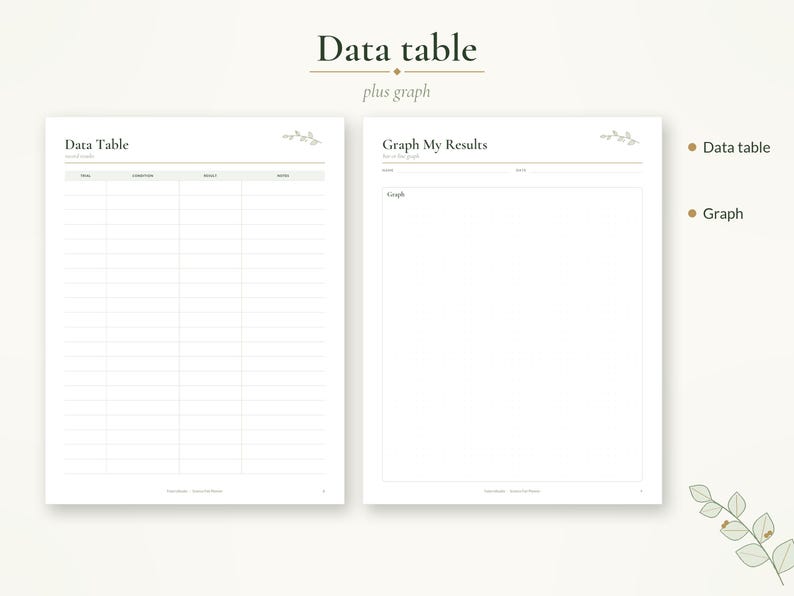 Data Chart Science Project Science Fair Planner Printable & Digital, Science Project Planner With ...