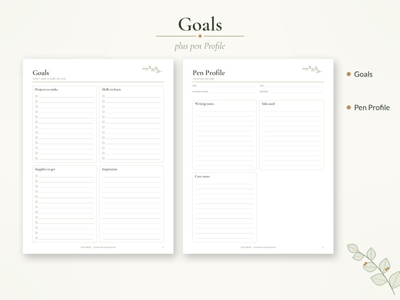 Ink Journal Front Fountain Pen and Ink Journal Printable & Digital, Ink Swatch Book With ...