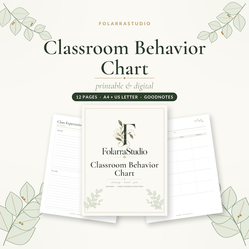 Classroom Behavior Chart Printable & Digital, Behavior Tracker With ...