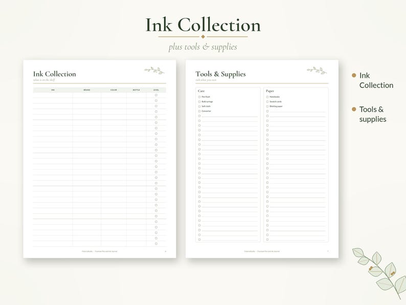 Ink Journal Front Fountain Pen and Ink Journal Printable & Digital, Ink Swatch Book With ...