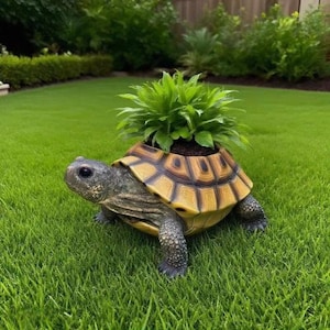 Turtle Succulent Planter Pot, Realistic Resin Turtle Flower Pot, Garden Turtle Decor, Cute Plant Lover Gift, Outdoor Planter