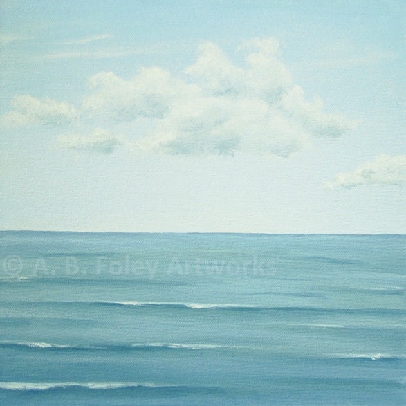 Original Ocean Painting Calm Seascape Painting Blue Sea Art | Etsy