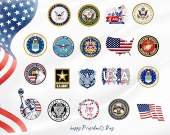 US Militär SVG PNG Bundle, militärische Logos Embleme, Armee, Marine, Luftwaffe, USt
