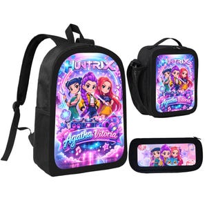 K-Pop "Demon Hunter" Themed 3-Piece Backpack Set – Includes Backpack, Insulated Bag, and Pencil Case | Adjustable Shoulder Straps