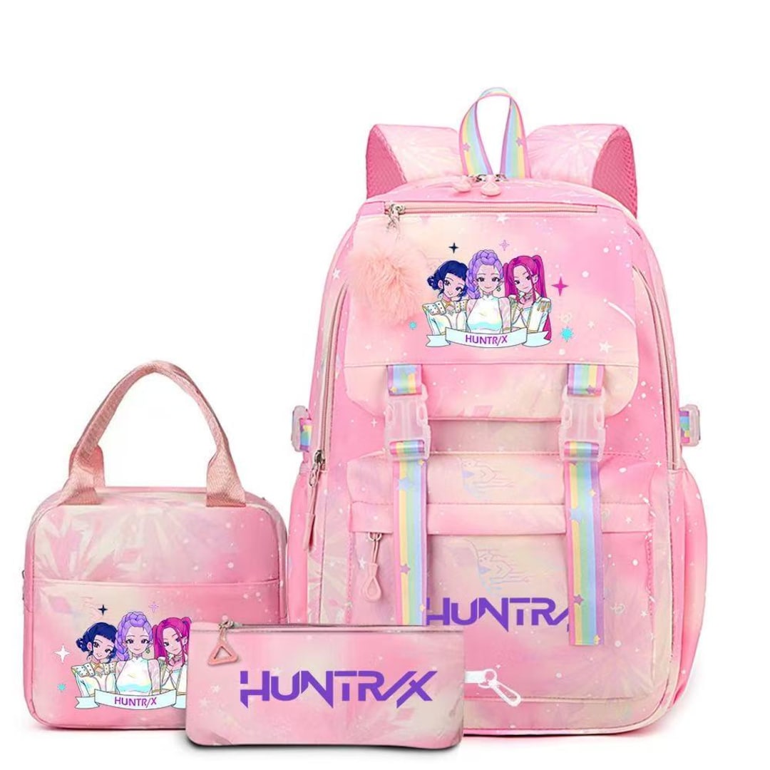 K-pop Demon Hunters 3PCS Backpack Set, 17 Inch School Bookbag with Insulated Lunch Bag & P