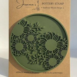 Sunflower Clay Stamp | Floral Pottery Design | Ceramic Texture Tool | 160mm