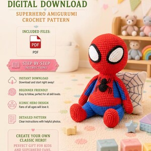 Amigurumi Superhero Crochet Pattern PDF, Crochet Doll Tutorial, DIY Plush Toy Pattern, Instant Download