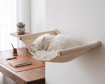 Wall Mounted Cat Hammock, Cat Wall Bed, Modern Cat Shelf, Space Saving Cat Furniture, Hanging Cat Bed for Indoor Cats